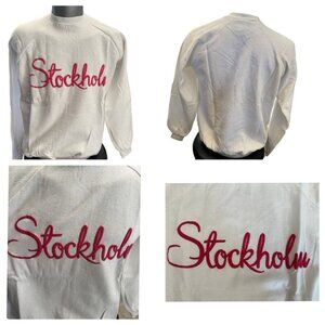 Vintage NOS Lightweight Spell out Raised Logo Stockholm Sweatshirt Size Medium